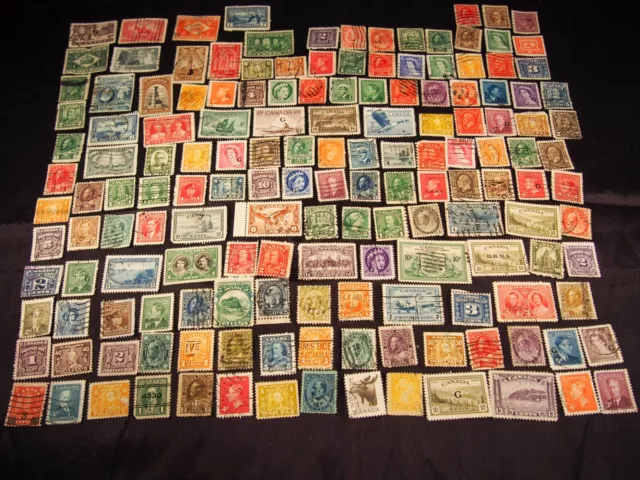 Vintage 150+ Canada assorted cancelled stamps definitives early 20th Century