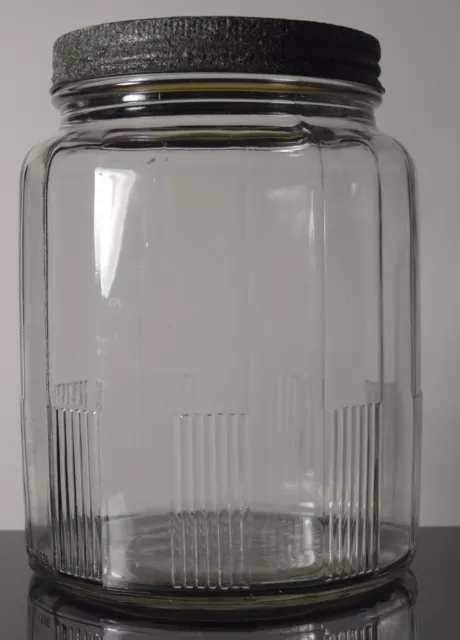 Vintage McLaughlin's Manor House Coffee Clear Glass Advertising Jar Art Deco