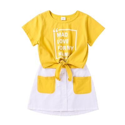 Tops Short Sleeve Soft Girls Short Sleeve Tops A-line Skirt Set Set