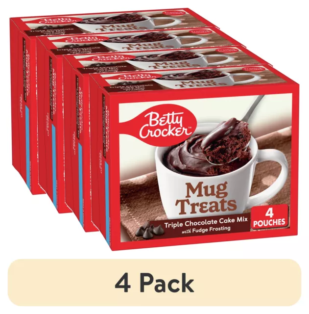 Betty Crocker Mug Treats Triple Chocolate Cake Mix Fudge Frosting 4 Servings