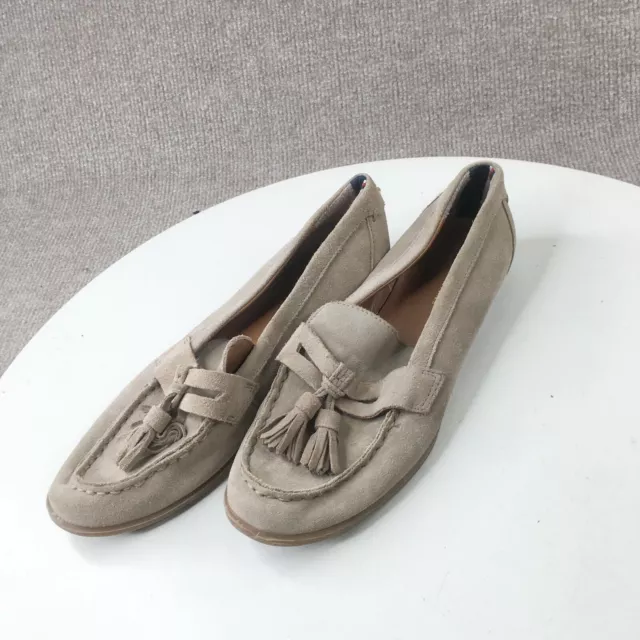 Tommy Hilfiger Womens Shoes Brown 6.5  Loafers Leather Suede Tassel Slip On