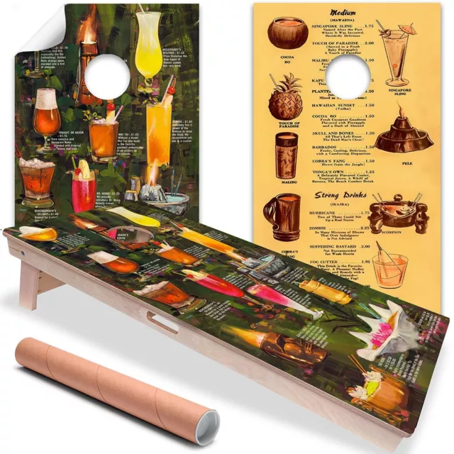 Corn Hole Bean Bag Toss Wrap Stickers Skins Boards Not Included Tiki Drink Menus