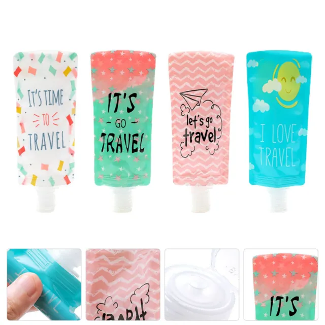 4 Pcs Lotion Bag Plastic Baby Squeezable Travel Tube Cosmetic Tubes Empty