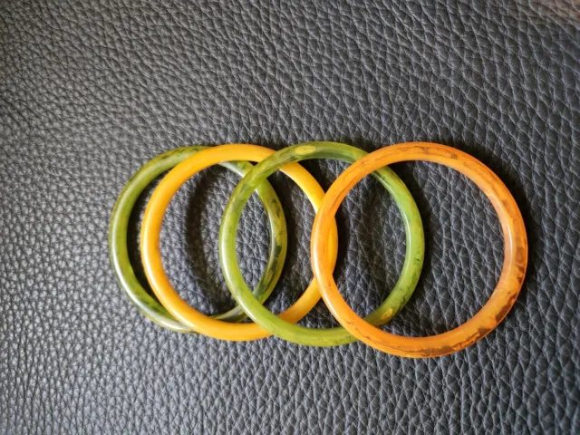 Bangles, Vintage Bakelite Bangles 4, Swirl or Marbled Bakelite Bracelet Set