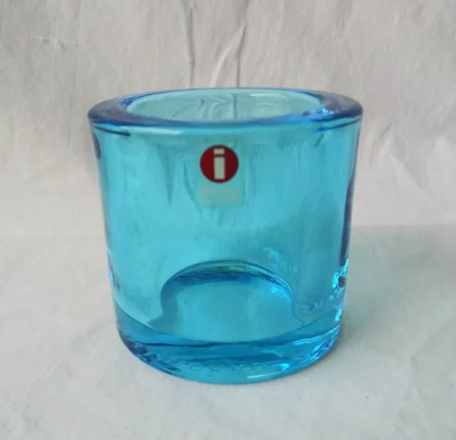 Light Blue Glass Votive Candle Holder IIttala KIVI MariMekko