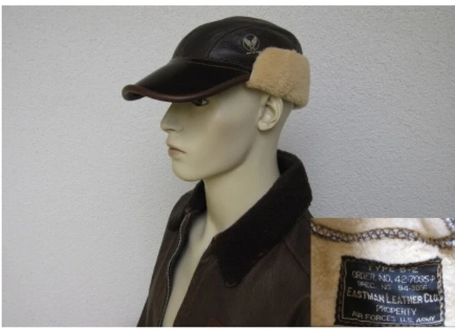 USAF B2 Eastman Pelle Tappo Volo Tappo Sheepskin Misura 7 1/8 WWII Noi Airforce