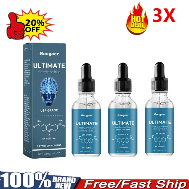 3X ULTIMATE METHYLENE Blue Health Drops 30ml 1% Solution High Purity ...
