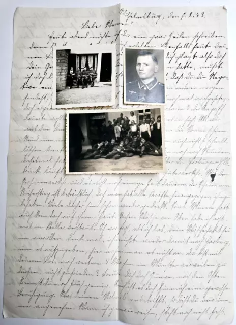 B/166 Ww2 Original German Feldpost Letter With Photos Of Wehrmacht Soldiers