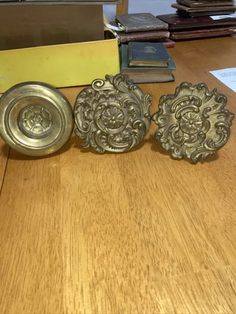 Lot Of 3 Vintage Ornate Brass Curtain Tie Backs