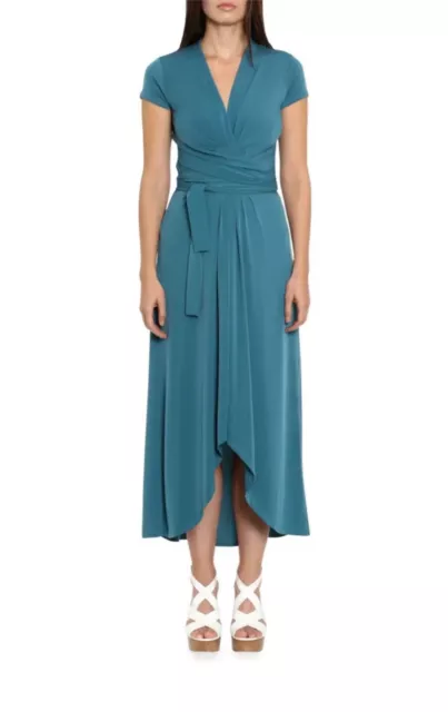 MICHAEL KORS High-Low Faux Wrap Maxi Dress TEAL, Size 3X