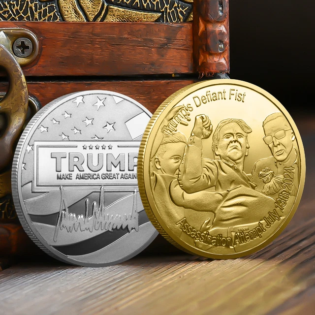 Pièce Commémorative Donald Trump 2024 - Collection Métal Gravé 3D - Cadeau Souvenir Politique