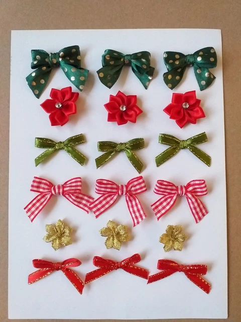18 kleine handgebundene Weihnachtsschleifen Handwerkskarten Geschenkdekor machen