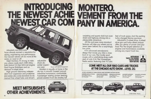 1983 Mitsubishi Montero Starion Cordia Tredia TurboDiesel Truck VINTAGE PRINT AD