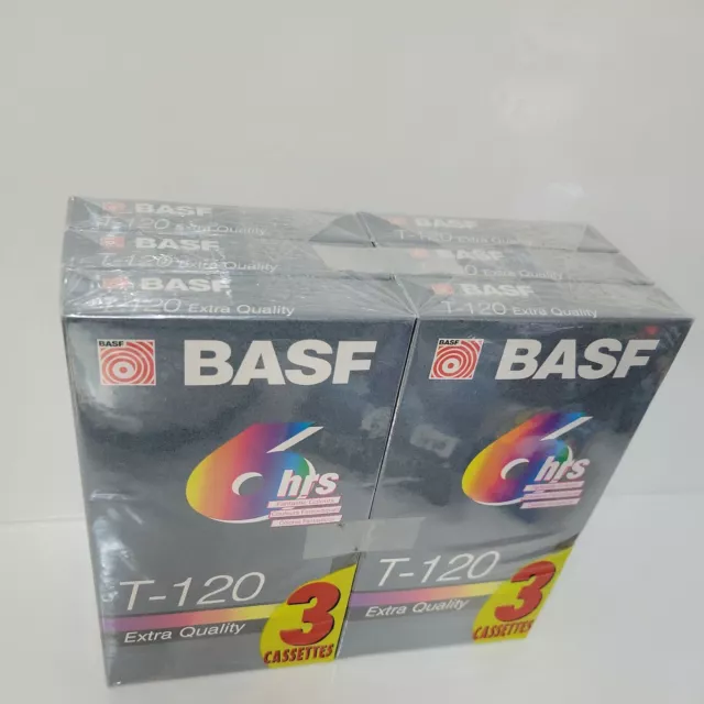 VHS blank video cassette tapes BASF T-120 6 pack NEW Factory Sealed