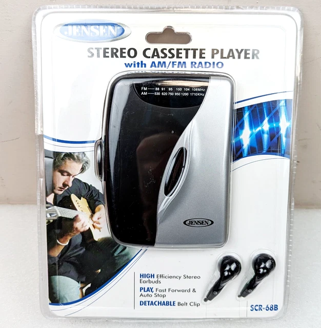 JENSEN WALKMAN STEREO Cassette Player - AM/FM Radio & Earbuds SCR-68B ...