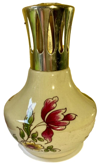 Lampe Berger en porcelaine de Paris - diffuseur de parfum vintage, lampe à parfum, berger lamp oil, porcelaine fleurie, berger oil lamp - France