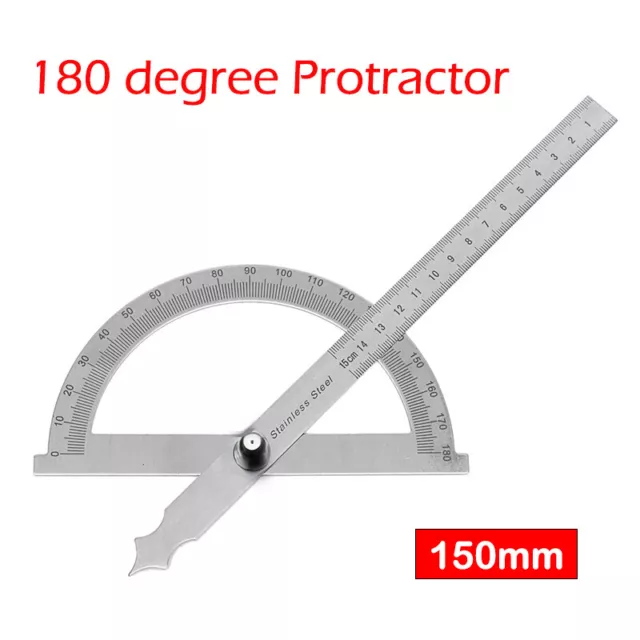 Stainless Steel Protractor 180 Degree Rotation Angle Ruler Measure 150mm Tool