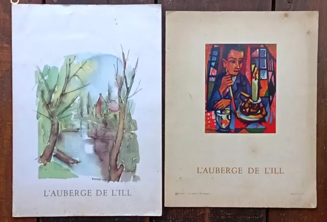 2 menus cartes de l'AUBERGE DE L'ILL. MARC HAEBERLIN 1870/1980 (haut- rhin)