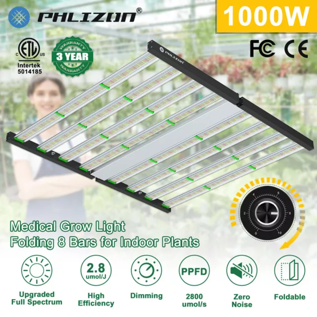 Phlizon 1000W LED Grow Light Bar Full Spectrum Indoor Commercial Lamp