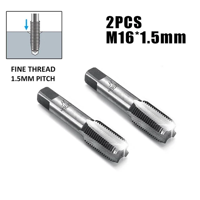 16mmx1.5 Taps 2pcs 2x High Speed Steel M16x1.5mm Metric Taper & Plug Tap