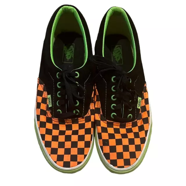 Vans Checkerboard Neon Green Orange Black Sneaker Shoes Skate Mens 11.5