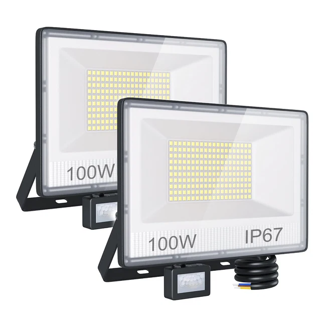 Projecteur LED Extérieur 100W YZYFACAI - Détecteur Mouvement, 10000lm, IP67, Éclairage Jardin Et Sécurité