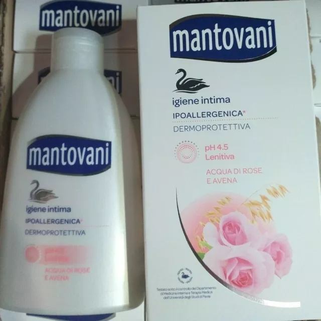 5 pz Mantovani Detergente Intimo Ipoallergenico pH4.5 Acqua di Rose Avena 200ml