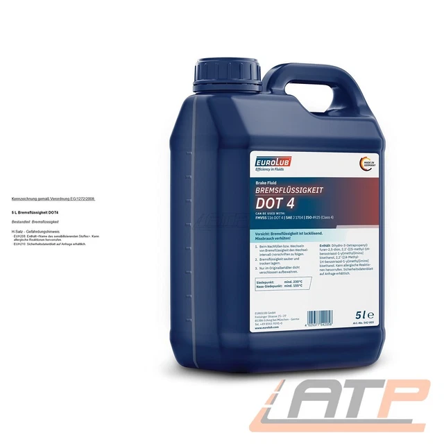 EUROLUB 5 L Liter Bremsflüssigkeit Dot4 Dot 4 Brake Fluid EUR 35,09 ...