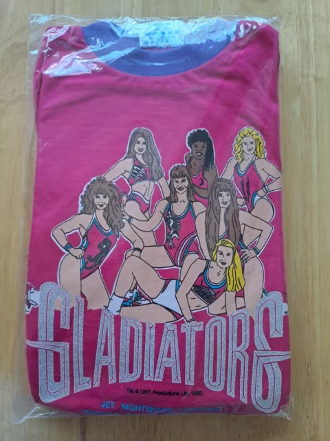 Set pigiami rosa gladiatori 1993 ragazze cotone età 5-6 etichette merchandising