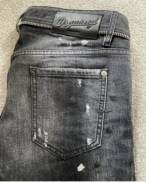 Dsquared Ladies Jeans Skinny Biker Jeans Low Waist 44 Uk 10 Black Grey