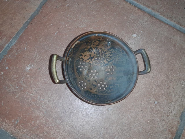 Kleines Sieb Henkelsieb Kupfer Metall Deko Küche alt antik Vintage