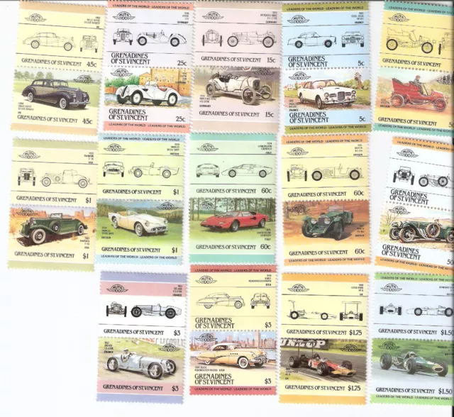 St. Vincent Grenadines 1984 Cars Se-Tenant Pairs Complete Set MNH (SC# 441-454)