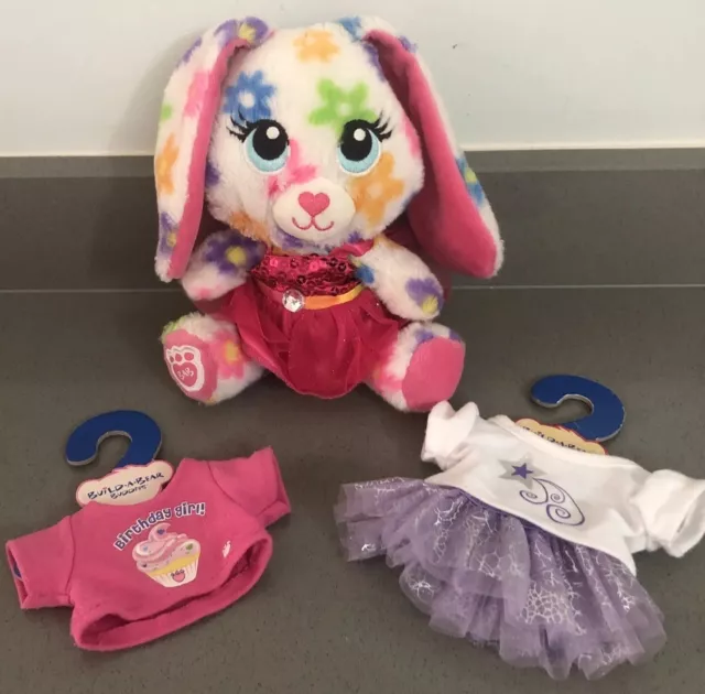 Build A Bear Workshop Buddies  Flower Blossom Bunny With Dress, Outfit & T Shirt