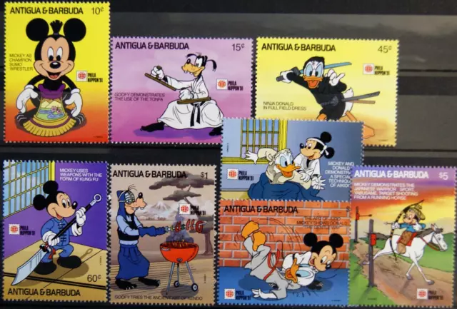 ANTIGUA BARBUDA 1991 1507-14 Disney Cartoons PHILINIPPON 91 jap. Kampfsportarten