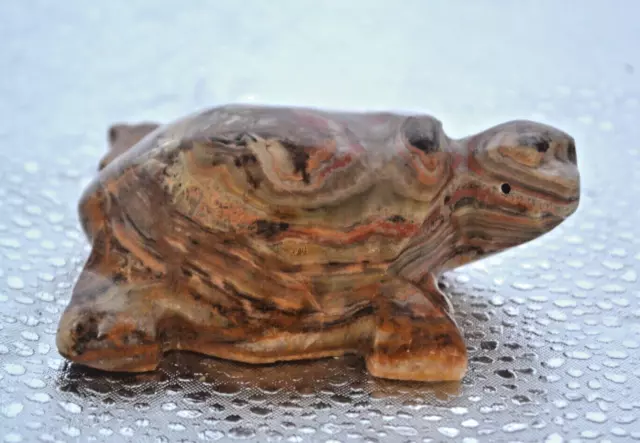 Vintage Onyx Marble Hand Carved Turtle Tortoise Brown Onyx Italy 1960's 9cm Long