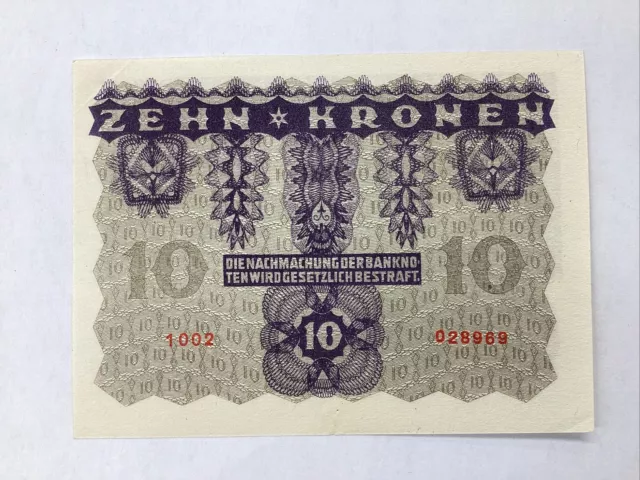 Post WW1 Austria 10 Kronen Banknote Child Austrian Paper Money Currency 1922 2