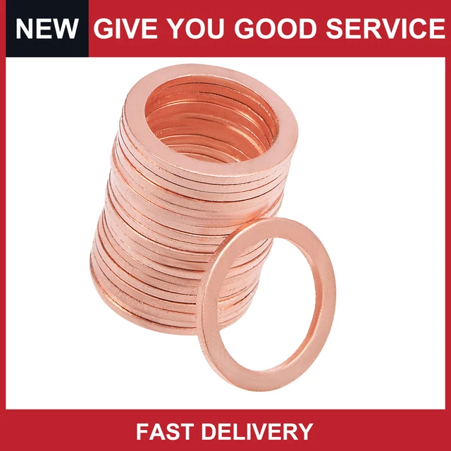 Universal 18mm x 24mm x 1.5mm Car Copper Flat Washer for Screw Bolt Pack of 20