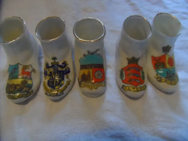 5 x Crested Ware Shoes/Boots/Slipper/Sock Ilford Ripley Figurine Ornaments