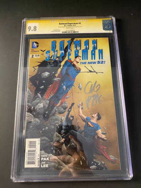 Batman/Superman #2 CGC 9.8 Signed By Greg Pak & Jae Lee D.C. Comics 2013