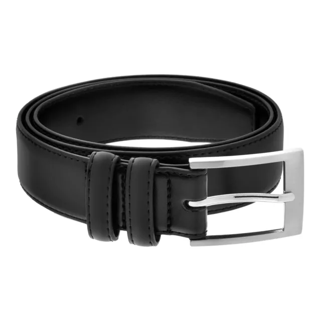 Men’s Casual Dress Genuine Black Leather Belt, 2 Loop, Big & Tall Sizes, S-6XL 2