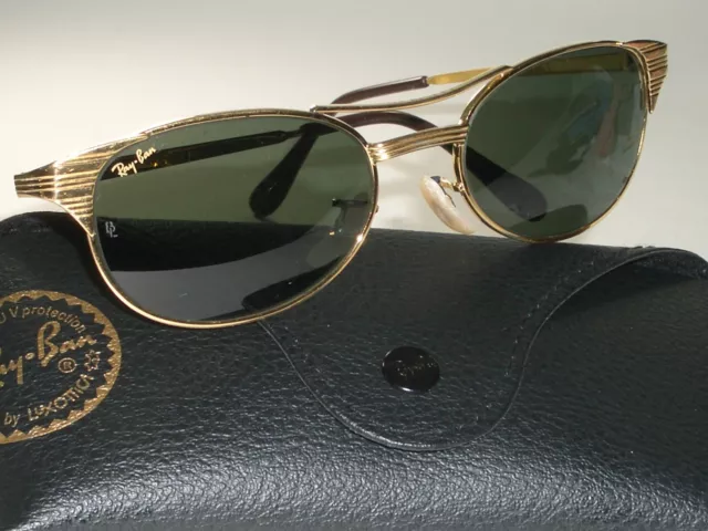 Vintage B&L Ray Ban W1394 Wwas Gep Sleek Oval Crystal G15 Uv Signet Sunglasses