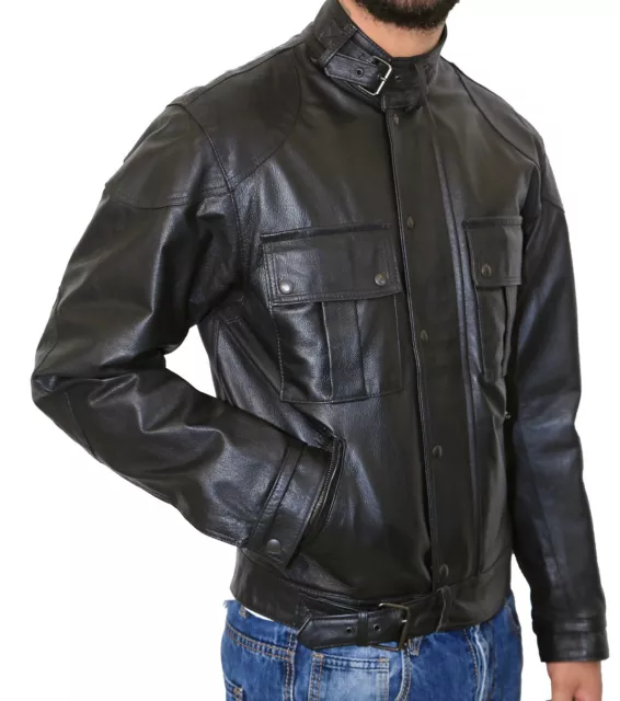 Giubbotto Uomo Belstaff Gangster Vera Pelle Nero Giacca Moto Slim VIETRI LEATHER 2