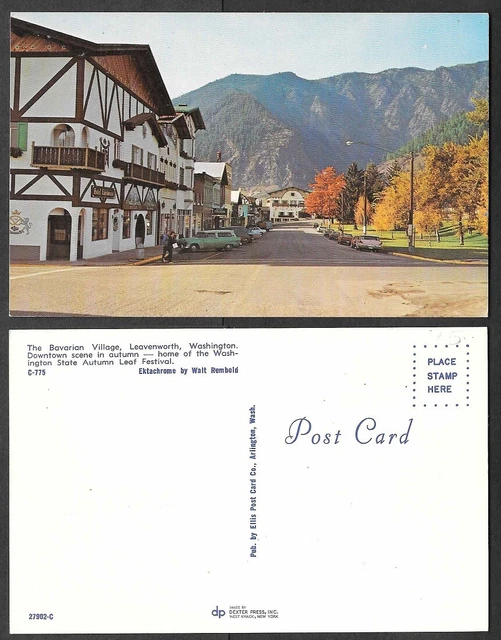OLD WASHINGTON POSTCARD Leavenworth Bavarian Village in Autumn 4.
