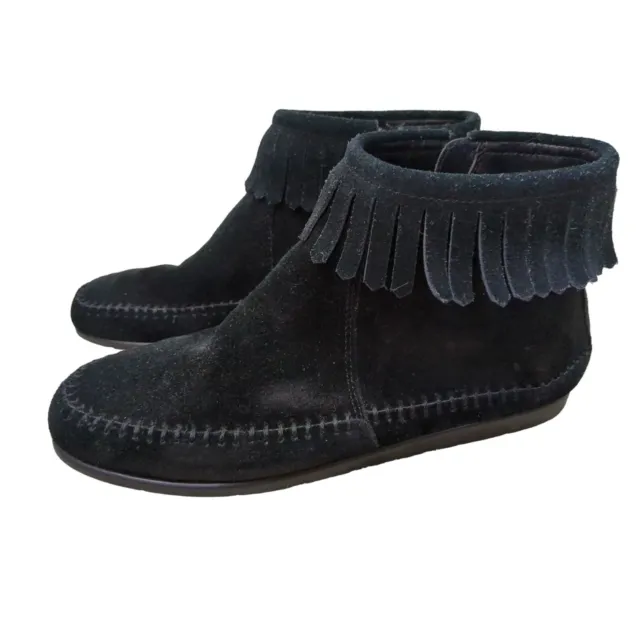 AEROSOLES MOCCASINS ANKLE Boot Womens 6 Black Suede Leather Side Zip ...