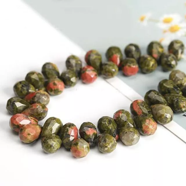 8x12mm Natural Stone Faceted Drip Shape Jewelry DIY Loose Beads 38Pcs wk190JD 2