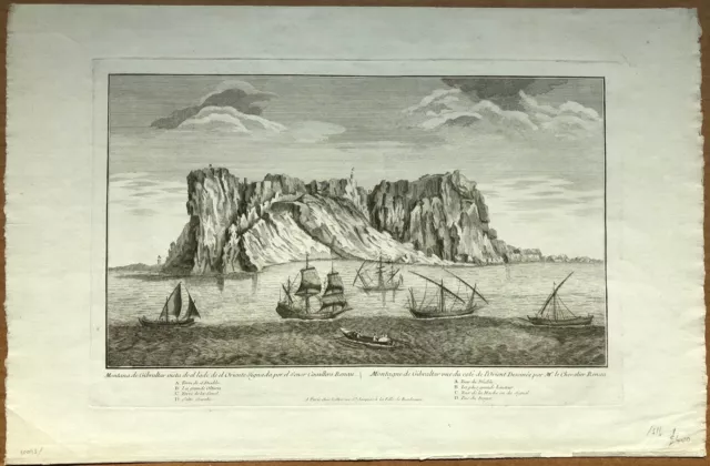 Two beautiful 18th century engravings of Gibraltar, by Mr. le Chavalier Renau