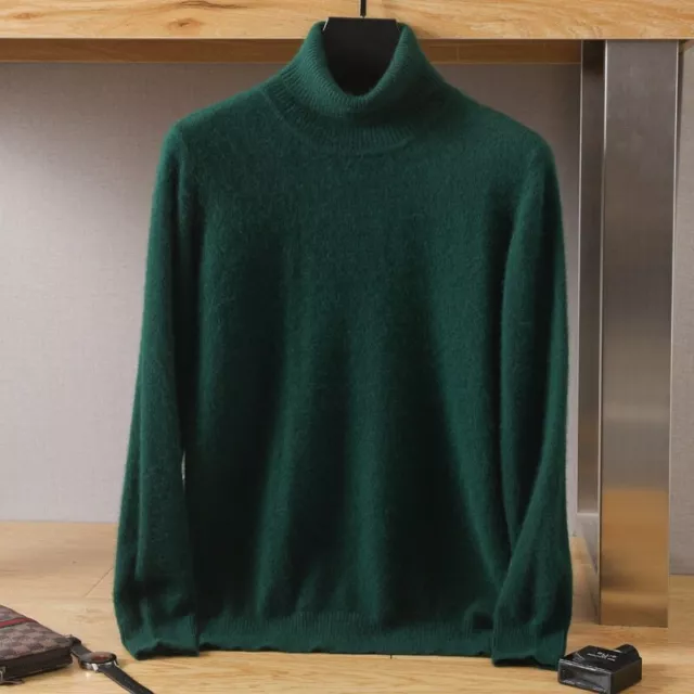 Winter Men's High Neck Sweater 100% Cashmere Autumn and Loose Knit Wool Sweater