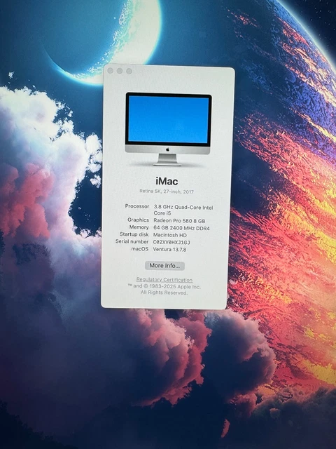 iMac27 Corei5 3.8G 36GB 2TB RadeonPro580 Apple iMac 27-inch Retina