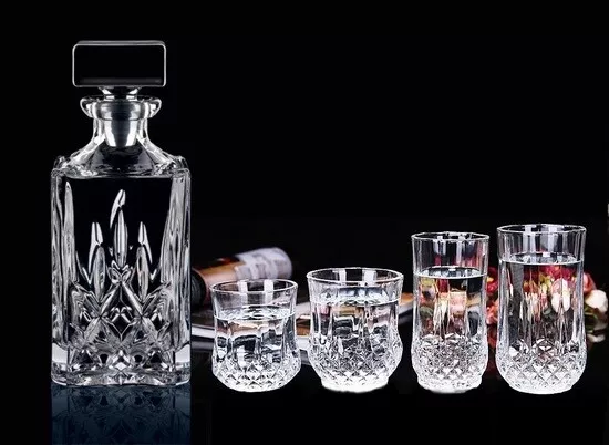 Pack of 6 Water Drinking Whisky Tasting Set Cup Cocktail Glasses Diamond Crystal