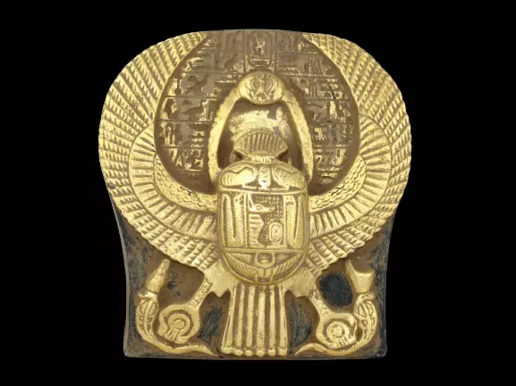 Seltene altägyptische antike König Tut Geflügelte Skarabäus-Stele mit...